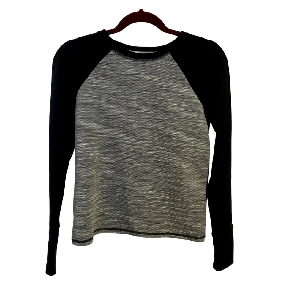 Athleta Snowscape Quilted Pullover Shirt Black‎ and Gray Size XS